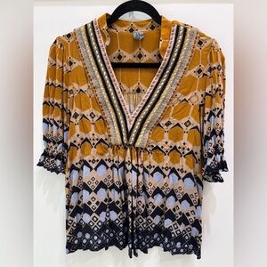 Blank London Mustard and Black Geometric Blouse